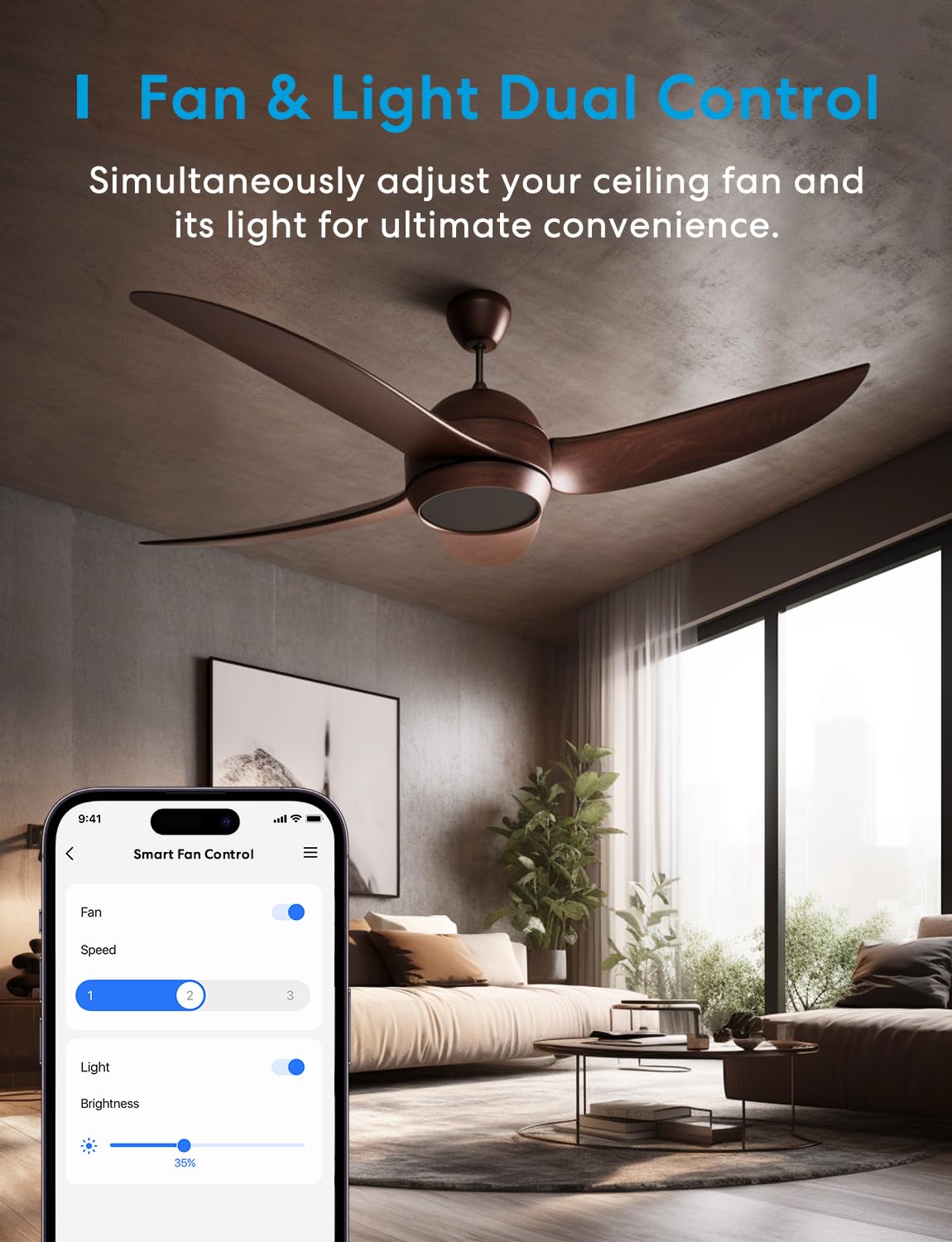 meross Smart Ceiling Fan Control and Dimmer Light Switch, Neutral Wire Needed, 2.4GHz Wi-Fi Fan and Light Switch Combo, Works with Apple HomeKit, Alexa, Google Home and SmartThings, App Control