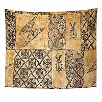 Shenywell Tapestry Wall Hanging 60x80 Inch Traditional Pacific Island Tapa Cloth Polyester Dorm Apartments Bedrooms Living Beach Blankets Curtains Picnic Blankets