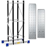 Scaffolding Platform, Work with 7 in 1 Multi-Purpose 19.6Ft Folding Ladder, Supporting Rack and Steel Trays Work Platform