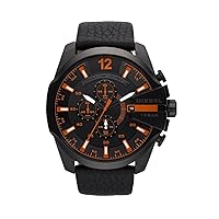 Diesel Only The Brave Chronograph Black Orange Leather Male Watchs Watch DZ4291