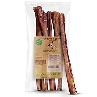 12 Inch Bully Sticks for Large Dogs (5pk) - Natural & Odor Free Bully Sticks - Made of Fully Digestible High Protein & Low Fats Jumbo Bully Sticks for Large Dogs