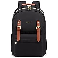 LOVEVOOK Laptop Backpack for Women College Casual Daypacks Stylish Travel Backpack Teacher Nurse Shoulder Purse Bag Fits up to 15.6Inch Laptop (Black-Brown)