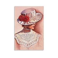 LBUCOS Victorian Lady in Rose Hat Art Posters Office Vintage Wall Art Decor Canvas Painting Gift (10) Canvas Painting Wall Art Poster for Bedroom Living Room Decor 16x24inch(40x60cm) Unframe-style-6