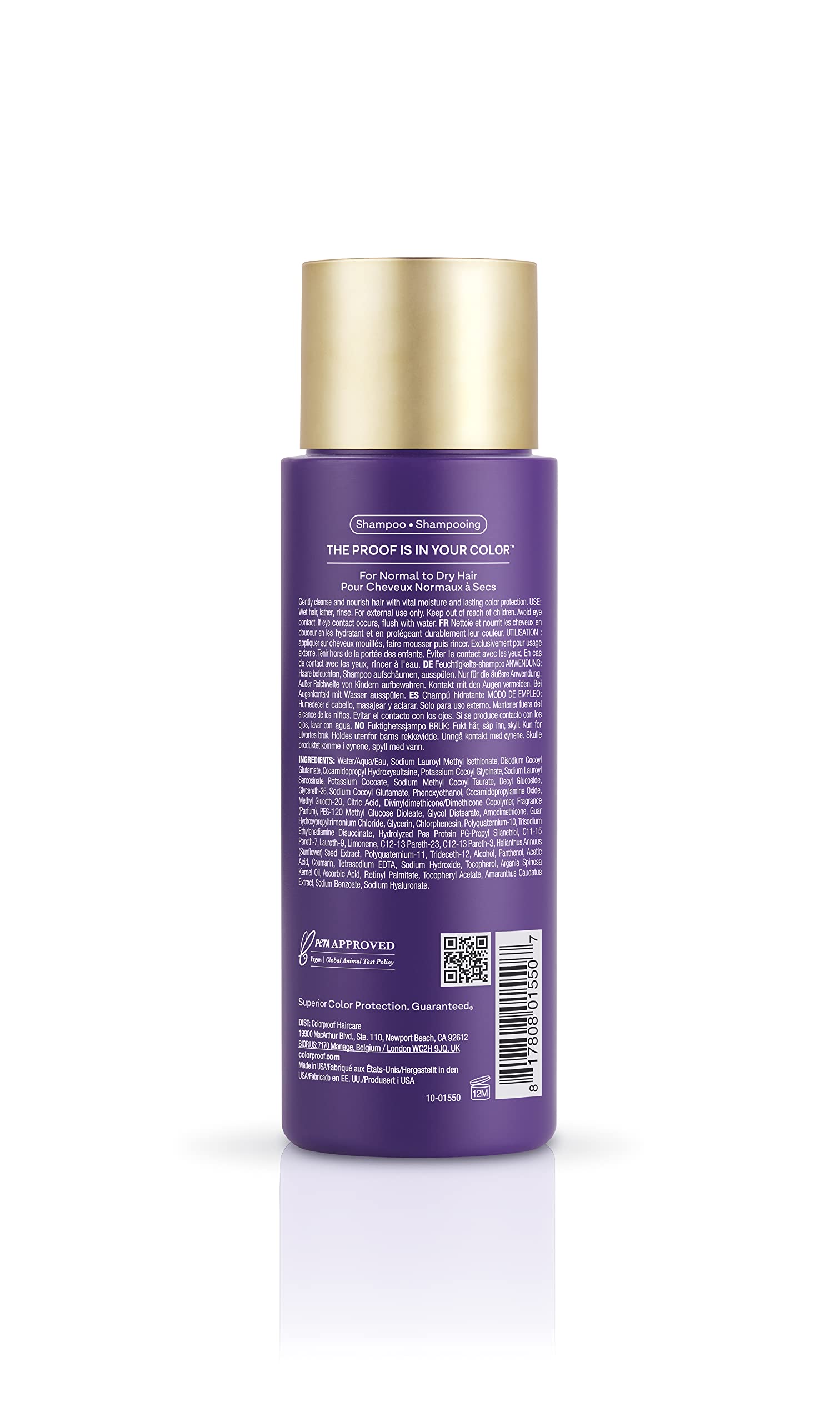Colorproof Moisture Shampoo - For Dry Color-Treated Hair, Hydrates & Repairs, Sulfate-Free, Vega
