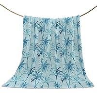 Blanket Coconut Palm Soft Breathable Throw Blankets Tropical Plants Blue Watercolor Warm Cozy Bedspread Decorative for Couch Bedroom All Seasons Use