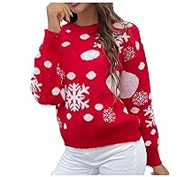 Merry Christmas Sweartshirt for Women Reindeer Snowflake Turtleneck Long Sleeve Tops Wintertime Loose Pullover Sweater