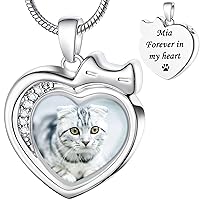 Fanery sue Pet Ashes Necklace Personalized Picture & Quote Dog Memorial Gifts for Loss of Dog/Cat Urn Cremation jewelry Pets Loss Sympathy Gift Keepsake for Women