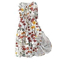 Summer Dresses for Women 2024 Dresses Casual Short Sleeves V Neck Floral Print Button Down Summer Boho Midi Dress