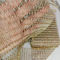 60X90cm Gold Shiny Stretch Crystal Rhinestone Fishnet One Yard Mesh Sheer Cutout Fabric 2023 Ins Popular Designer DIY Dress Mask Decoration (Gold (5 Yard))