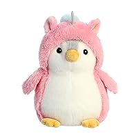 Aurora® Playful Pompom Penguin™ Unicorn Stuffed Animal - Vibrant Companions - Endless Fun - Pink 7 Inches