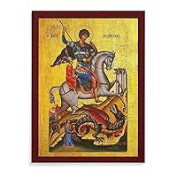 GeRRiT Posters Saint George Icon, Handmade Greek Orthodox Icon of St George, Byzantine Art Canvas Wall Art Picture Modern Office Family Bedroom Living Room Decor Gift 20x26inch(51x66cm) Unframe-style