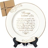 Marriage Blessing Plate with 24k Gold Foil-Anniversary Wedding Gifts for Couples 2023 Home,Engagement Gift,Bridal Shower Gifts Christmas Birthday Gift for Wife Husband,Ceramic 9 Inch