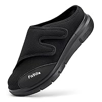 FitVille Diabetic Shoes for Men Slip-On Mules for Swollen Feet Extra Wide Adjustable Clogs Walking Shoes for Plantar Fasciitis Indoors Outdoors