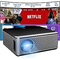 Upgrade 4K Projector with WiFi and Bluetooth, Native 1080P, Ultra-low Latency of 0.1 Seconds, 600 ANSI, Keystone & 50% Zoom, 300