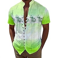 Beach Wear for Men Big and Tall Printed Short Sleeve Casual Button Down Hawaiian Tropical Shirt Holiday Beach Shirts