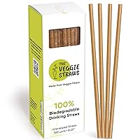 – 100 PCS of 8.25 Inches Unwrapped Biodegradable Straws – Made of Vegetable Fibers, Best Environment Friendly Drinking Straws for Hot and Cold Beverages