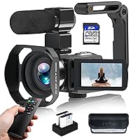 Video Camera 8K Camcorder 56MP Vloging Camera for YouTube 18X Digital Zoom 3.0“ Touch Screen WiFi Camera with Microphone, Lens Hood, Handheld Stabilizer, 2 Batteries & 32G SD Card