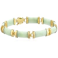 Amazon Collection 18k Yellow Gold Over Sterling Silver Jade Noodle Link Bracelet, 7.25