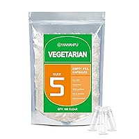 Size 5 Empty Capsules Vegetarian (100 Count), Clear Fillable Veggie Pill Capsules Size 5 for Making Your Own Supplements