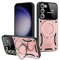 ZIFENGX- Case for Samsung Galaxy S23 Ultra /S23 Plus/S23, Magnetic Ring Case Military Drop Protection Wireless Charging Cover (S23 Ultra,Pink)