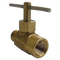17-1901 1/8-Inch Female Pipe Thread by 1/8-Inch Male Pipe Thread Straight Brass Needle Valve, Gold