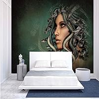 100x100 inches Wall Mural,Spiritual Woman with Snakes on Her Head Sacred Occult Style Zen Design Peel and Stick Self-Adhesive Wallpaper Removable Large Wall Sticker Wall Decor for Home Office