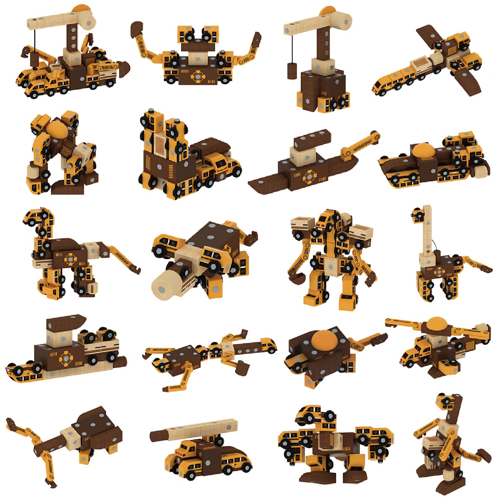 FUN LITTLE TOYS 40pcs WoodenTrain Set, Wooden Train and Tracks, Magnet Train Track & STEM Construction Sets