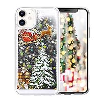 LUVI for iPhone 11 Glitter Case Cute Merry Christmas Bling Liquid Floating Sparkle Shiny Luxury Protective Cover Rudolph Santa Claus Deer Tree Pattern Case for iPhone 11 Black
