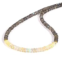 45CM Multicolor And Real Gemstone/Ethiopian Opal Beaded Necklace With 925 Sterling Silver Lock/Chain Jewelry Gift for Birthday, Wedding and Christmas Gift for Her