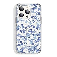 for iPhone 15 Pro Case Clear 6.1 Inch with Pattern Design, Protective Slim TPU Cover + Shockproof Bumper for Women and Girls (Tiny Flowers/Blue)