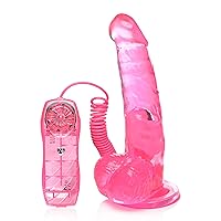 7.5 Inch Suction Cup Vibrating Dildo Sex Toy | Battery Operated, Multi-Speed Vibrations | Pink