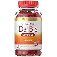 Carlyle Vitamin D3 + B12 Complex Gummies | 90 Count | Vegetarian, Non-GMO, and Gluten Free Formula | Strawberry Flavor Supplement