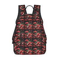 Beautiful Red Poppy Flower Print Simple And Lightweight Leisure Backpack, Men'S And Women'S Fashionable Travel Backpack