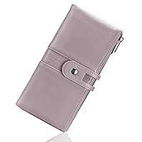 Wallet for Women Large Capacity Genuine Leather Bifold RFID Blocking Card Holder Clutch Wallet with Zipper Pocket
