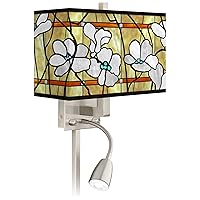 Magnolia Mosaic LED Reading Light Plug-in Sconce with Print Shade