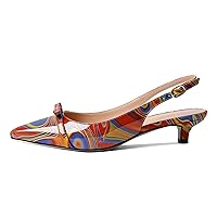 Soireelady Women's Slingback Kitten Heels Closed Pointed Toe Low Heel Pumps Comfort Bridal Wedding Evening Party Dress Shoes 1.5 Inches
