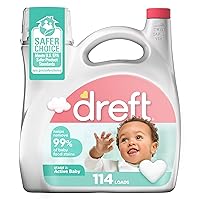 Dreft Stage 2 Active Baby Liquid Laundry Detergent, Helps Remove 99% of Baby Food Stains, Hypoallergenic, 114 loads
