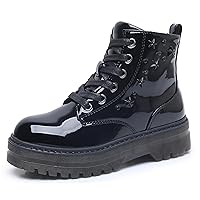 Apakowa Girls Combat Boots Ankle Lace Up Waterproof With Side Zipper (Toddler/Little Kid/Big Kid)
