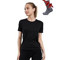 Merino.tech Merino Wool T Shirt Women - 100% Merino Wool Base Layer Women Short Sleeve Tee + Merino Wool Hiking Socks