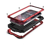 360 Armor Compatible for iPhone 13 Pro Max 2021 6.7 lnch Phone Case with Stand Built in Screen Protector Outdoor Sports Heavy Duty Protection Shockproof Metal Bumper Cover (Red)