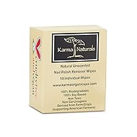 Karma Organic Unscented Nail Polish Remover Wipes, 100% Soy Based, Non-Toxic, Vegan, Cruelty-Free – Pack of 10