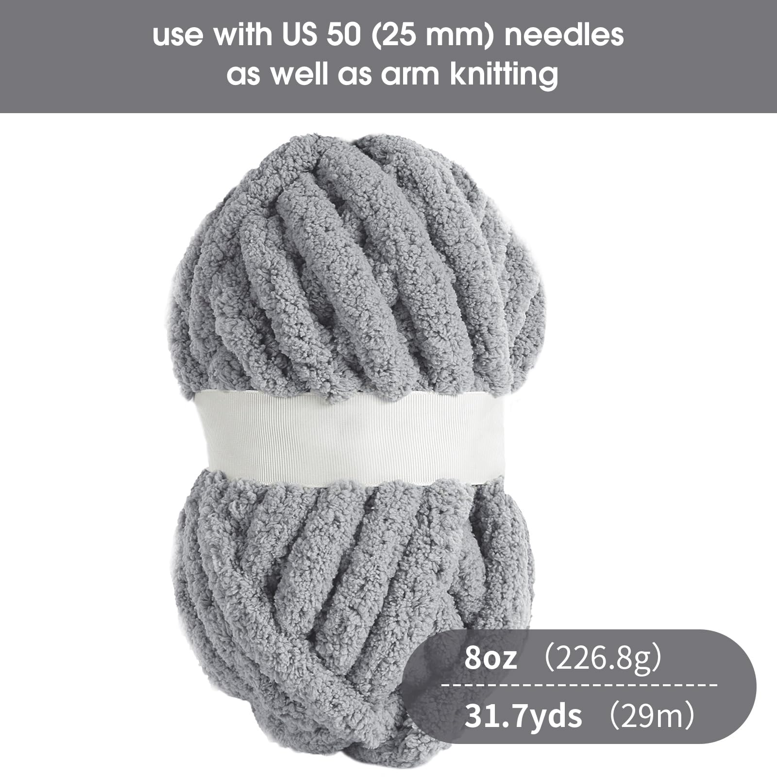 Buy HOMBYS 8 Pack Assorted Chunky Yarn for Crocheting,Super Bulky Large  Soft Fluffy Yarn,Plush Fuzzy Yarn,Thick Chenille Yarn for Hand Knitting/Arm  Knitting,4 White & 4 Light Grey(31.7yds,8 oz Each Skein) Online at