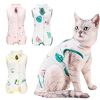 3 Pieces Cat Onesie,Cat Recovery Suit After Surgery Anti Licking Wounds for Cats/Dogs, Cat Surgery Recovery Suit Cat Outfit E-Collar Alternative for Cats Abdominal, Cat Spay Recovery Suit Female (L)