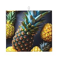 Fruit Pineapple Drying Mat for Kitchen Counter, Absorbent Dish Drying Pad for Washing Dishes, Cute Kitchen 16x18 Inch