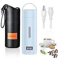 Travel Electric Kettle, Small Portable Tea Coffee Kettle Hot Water Boiler, Stainless Steel Mini Water Kettle with 1 Cup Bag, 4 Temperature Control, Auto Shut Off & Boil Dry Protection, Blue