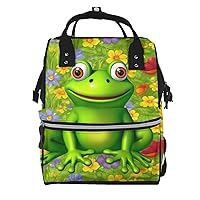 frog Print Diaper Bag Multifunction Laptop Backpack Travel Daypacks Large Nappy Bag