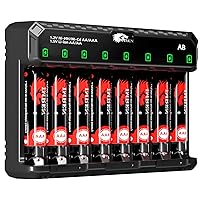 IMREN AAA Rechargeable Batteries with Charger,8 Pack AAA Batteries Standard Capacity 800mAh NiMH AAA Batteries with 8bay AA AAA Rechargeable Battery Charger, 5V 2A USB Fast Charging Function