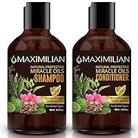MAXIMILIAN All Natural Shampoo Deep Cleansing Natural Shampoo and Conditioner Set, 10 Hair Oils & Provitamin B5, Vegan Shampoo and Conditioner Shampoo Natural Scented, 2 x 16.9 Fl Oz