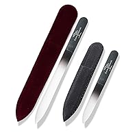 Double Sided Glass Nail File for Women - Professional Nail Buffer Glass Fingernail for Manicure Pedicure Nail Care - Smooth Finish Strengthens - Best for Natural Beautify Nails Set of 2