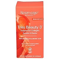 Reserveage Beauty, Tres Beauty 3, Beauty Supplement for Hair Growth, Skin Care and Nail Care, Collagen Supplement with Keratin and Biotin, Gluten Free, 90 Capsules (30 Servings)
